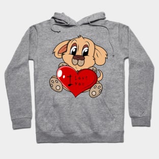 Dog love, I love you, cute, heart, valentine, romance, dog Hoodie
